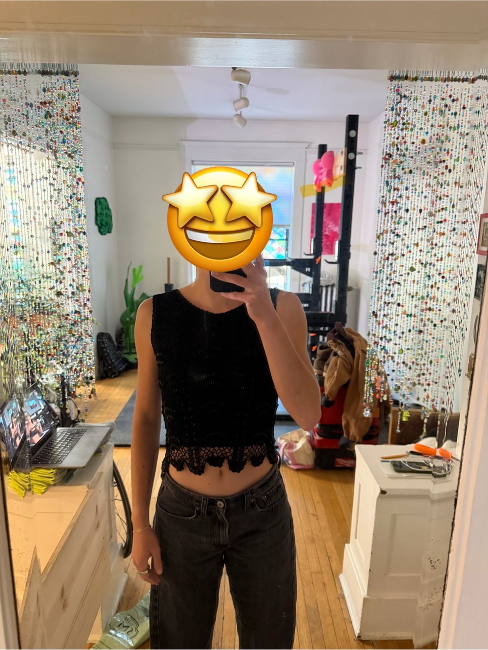 Black Bedazzled Tank Top